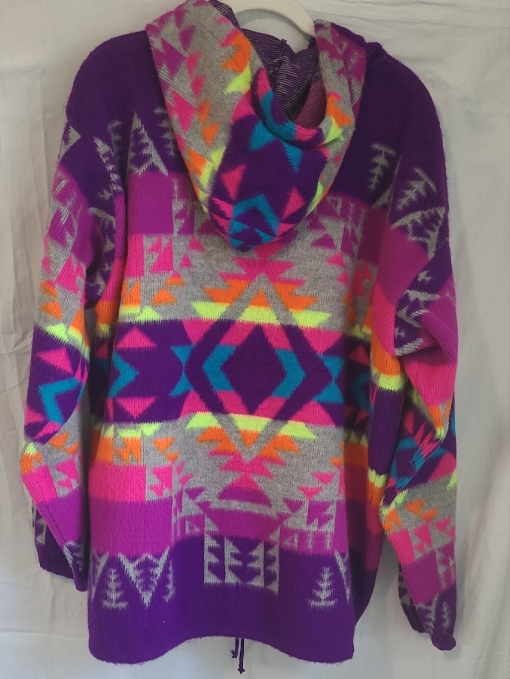Women's Wool Purple Aztec Zip Hoodie Sweater - Picture 2 of 3